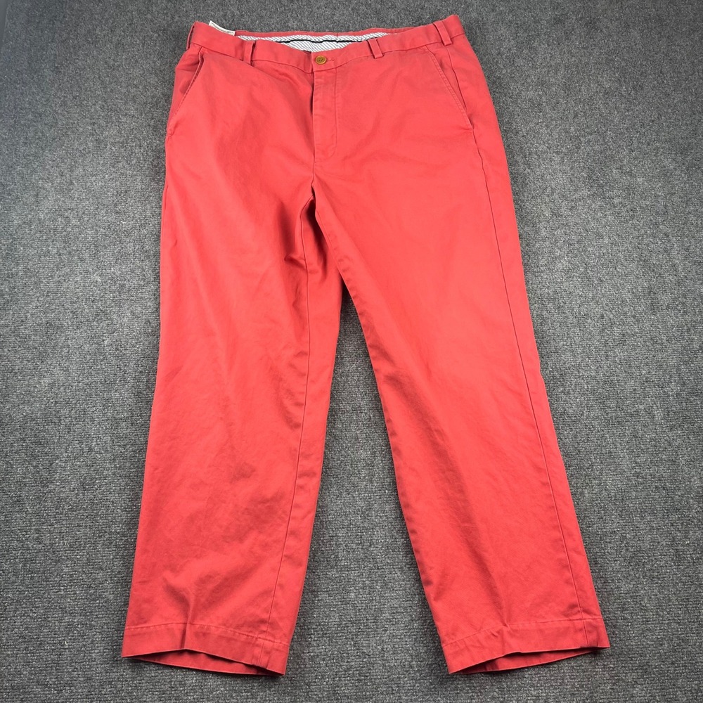 Brooks Brothers Clark Chinos Mens 36x28 Coral Red Supima Cotton Pants Brushed - Picture 2 of 8
